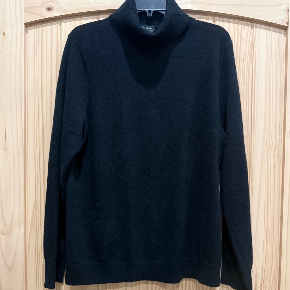Talbots Black 100% Cashmere Turtleneck Sweater Womens XL Long Sleeve Knit